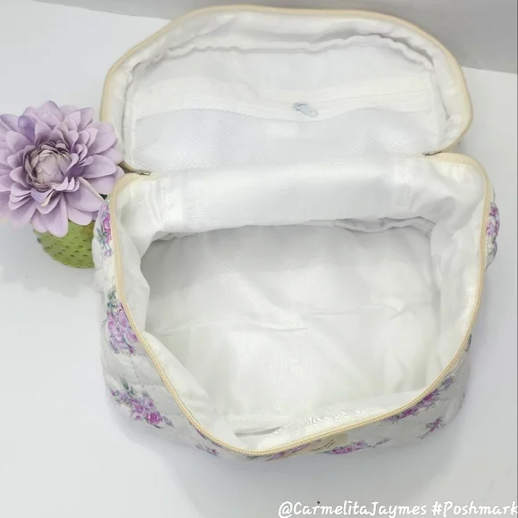Floral Quilted 👝 3 pc XL Cosmetic Bag Set Travel Toiletry Makeup Organizer NWT - Picture 14 of 15